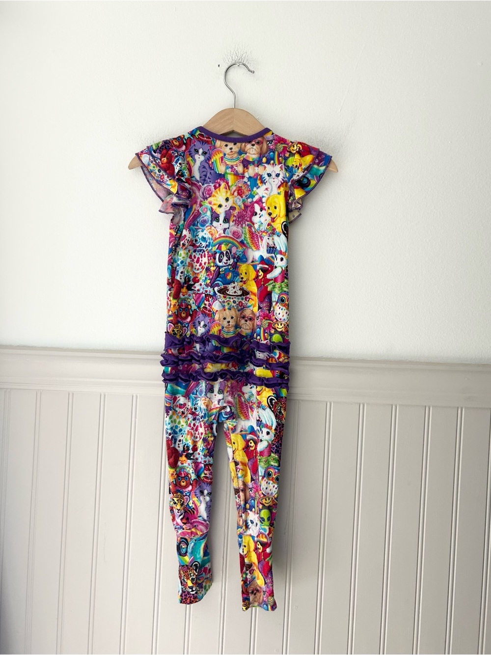 Showstoppers 12-18M Lisa Frank Bamboo Blend Zippy Romper Flutter Sleeve - Picture 4 of 6